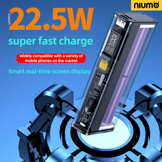Niumo® Power bank 20000mAh PD22.5W two-way fast charging battery pack portable charger transparent mech power bank - niumoshop